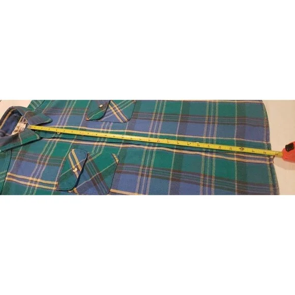 Cabelas Sidney Nebraska Vintage Heavy Flannel Plaid Snap Shirt Mens L GUC 80s - Picture 11 of 12